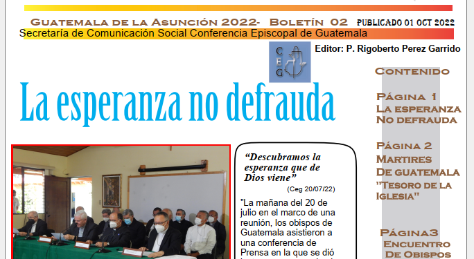 La esperanza no defrauda y el caminar de la Iglesia de Guatemala: Boletín, «Una palabra de esperanza»
